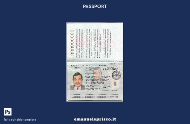 modello di passaporto argentino in stile verificato